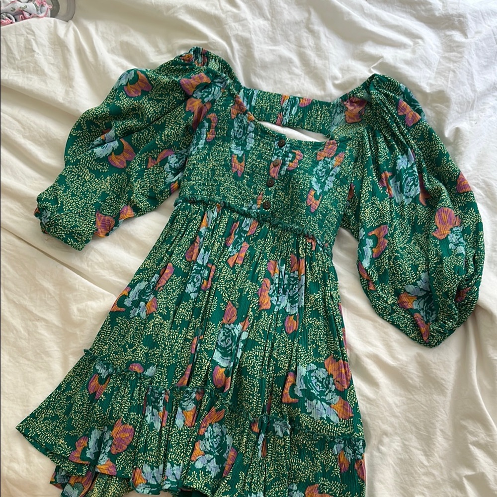 Free people Charming Green Floral mini Dress